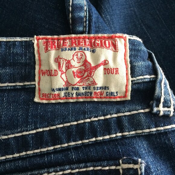 True Religion Joey Rainbow Girls Youth Jeans Sz 14 Violet Boot Twisted Seams - Picture 5 of 11